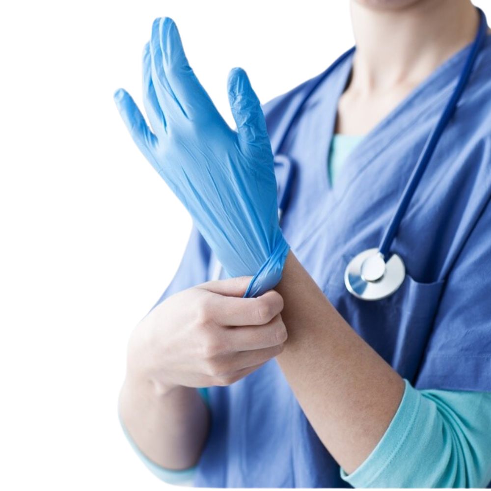 GANTS BLEU NITRILE (non poudré)