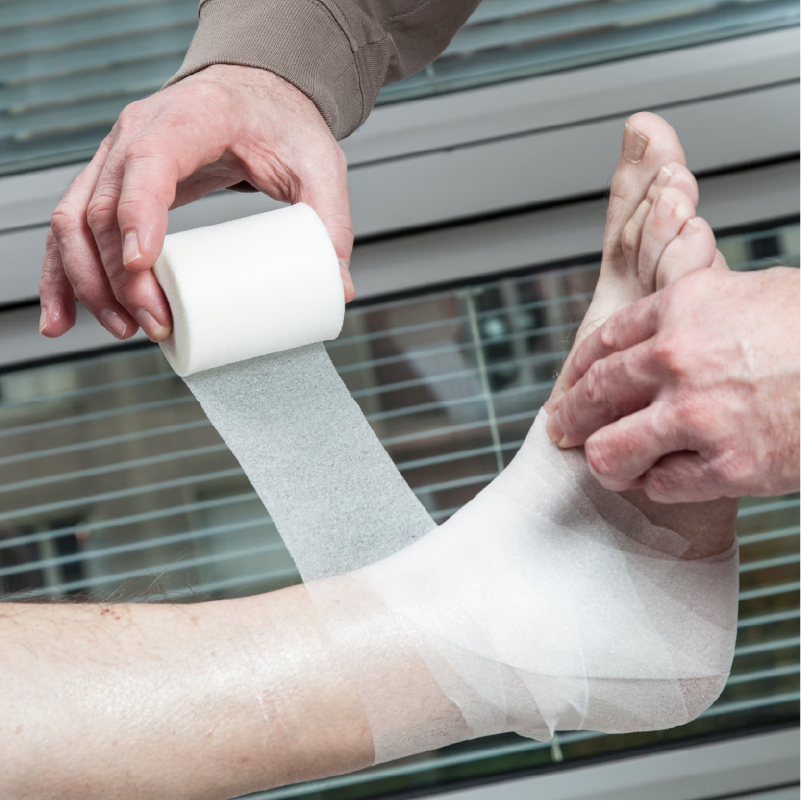 Tensoban application sur la cheville