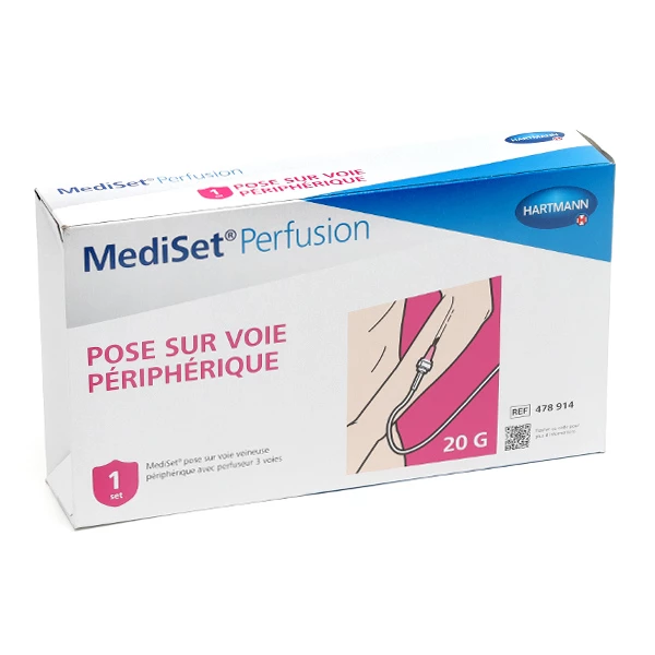Médiset perfusion pose sur voie périphérique Hartmann