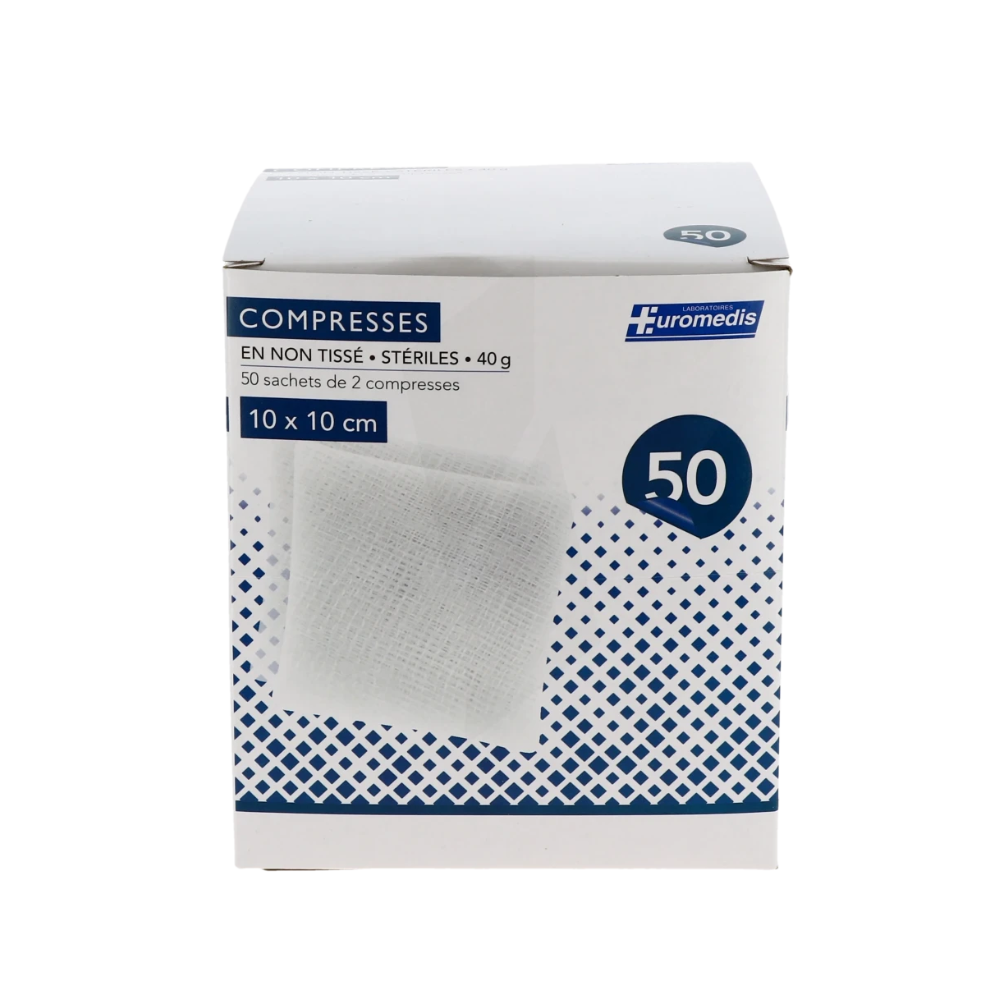 Compresses non tissées, stérile 10/10 euromedis