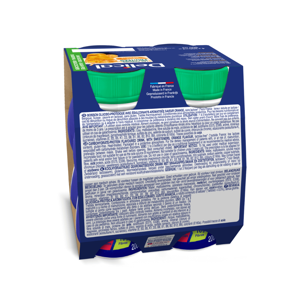 Boisson fruitée délical sans sucres orange pack de 4