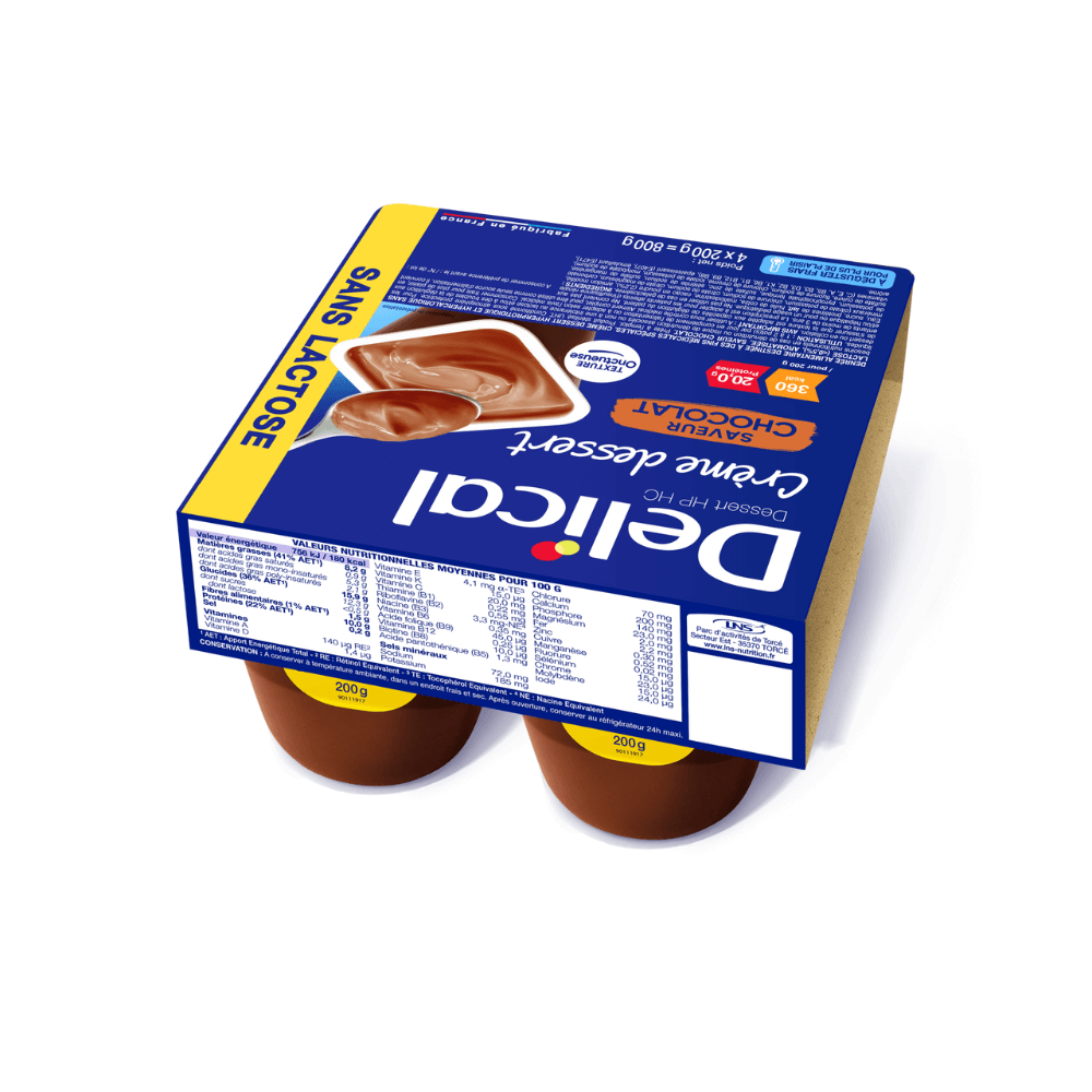 Creme dessert HP HC sans lactose Délical saveur Chocolat valeurs nutritionnelles