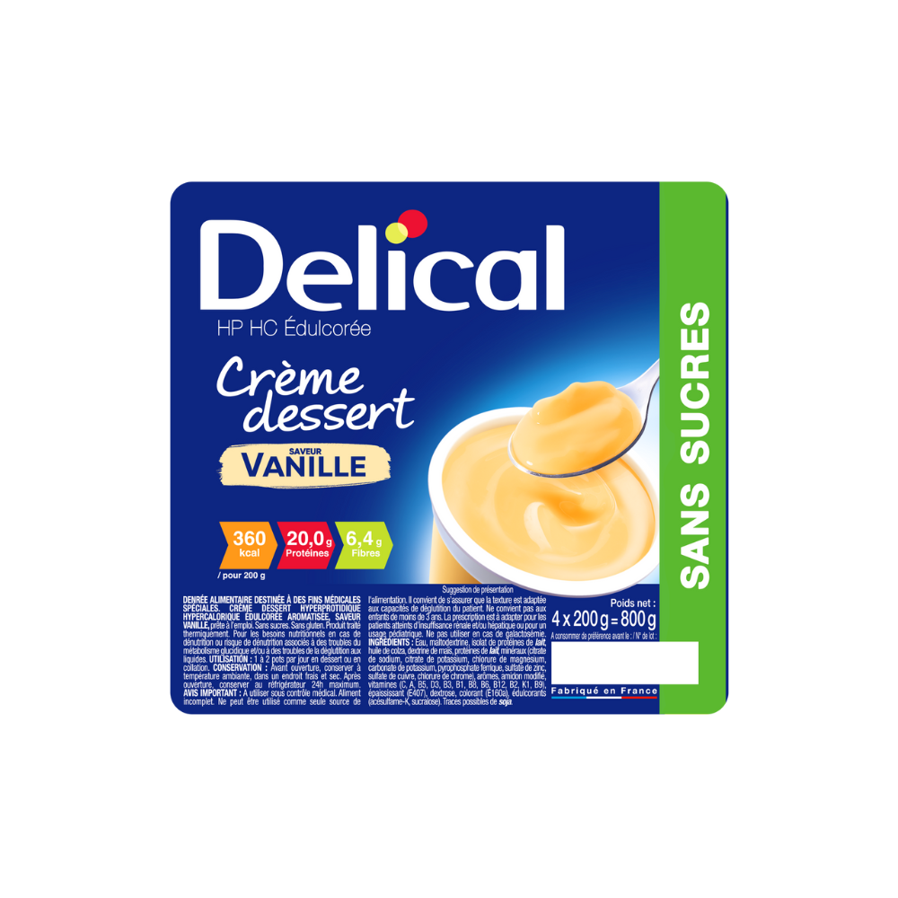 Crème dessert sans sucres vanille Délical pack de 4