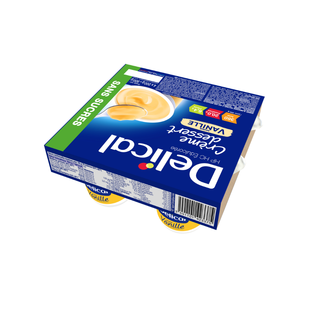 Crème dessert sans sucres vanille Délical pack de 4