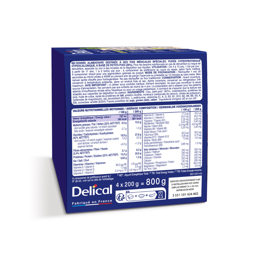 Valeurs nutritionnelles de la purée de brocolis Délical