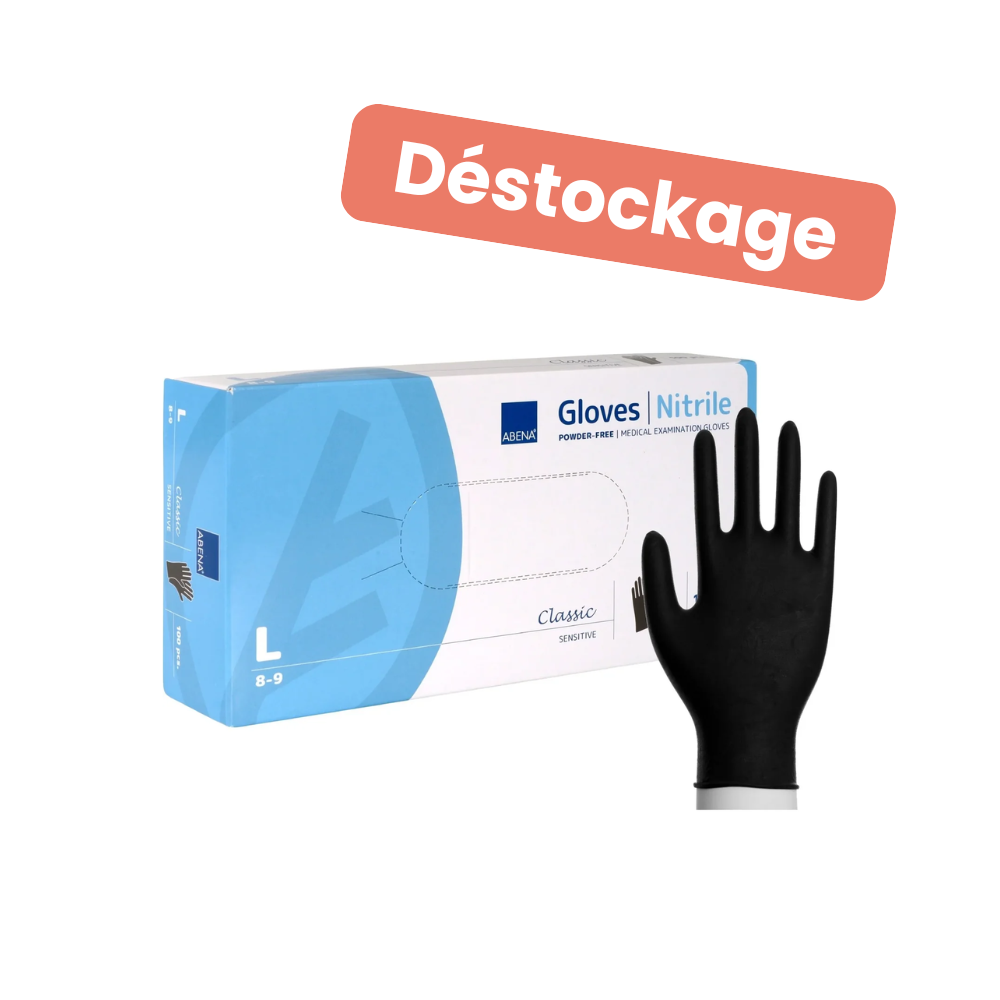 Gants d'examen nitrile noir Abena destockage